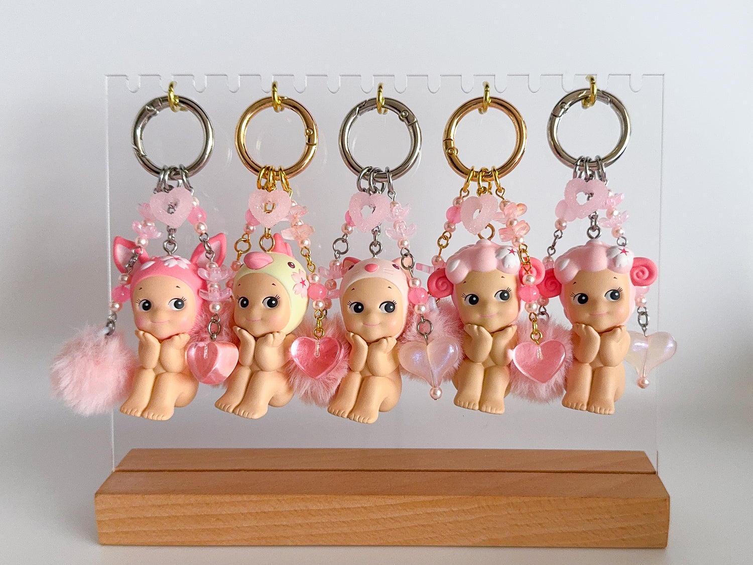 Sonny Angel Keychain; cherry blossom sakura hanami series; pink gold silver